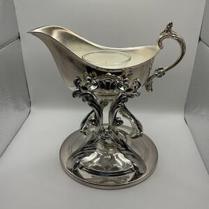 Vintage Antique FB Rogers Silver Co. Silver-Plated Gravy Boat with Warming Stand